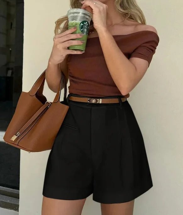 Daphne getailleerde shorts met hoge taille