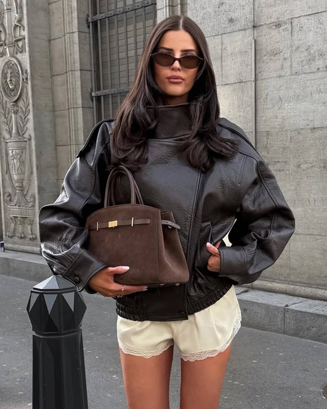 Davina satijnen mini-short met hoge taille