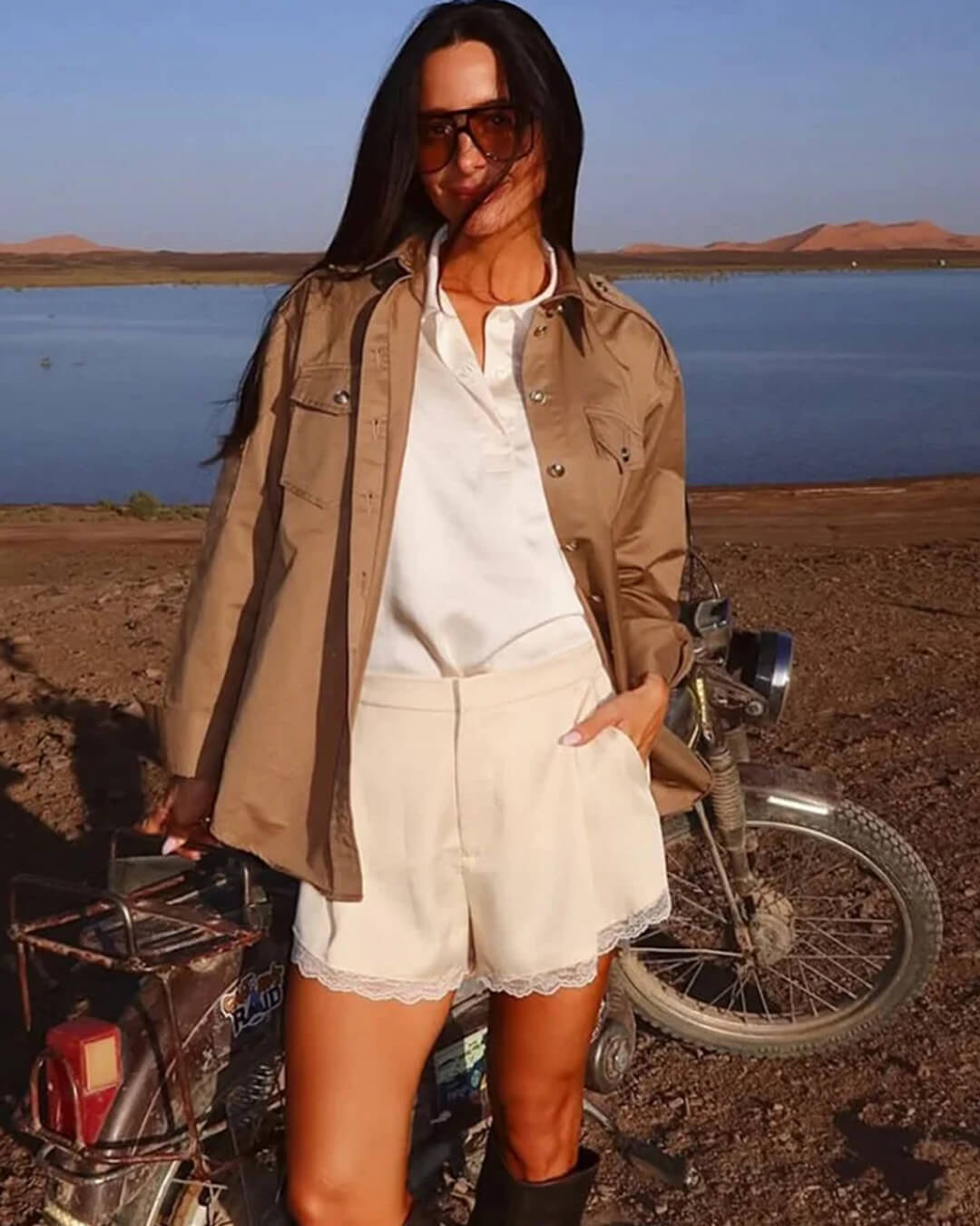 Davina satijnen mini-short met hoge taille