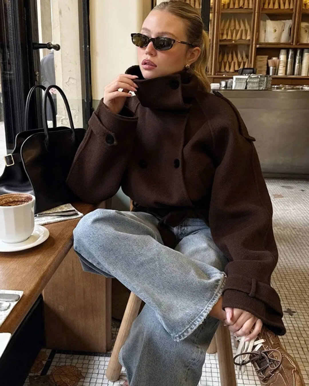 Debbie korte trenchcoat met opstaande kraag