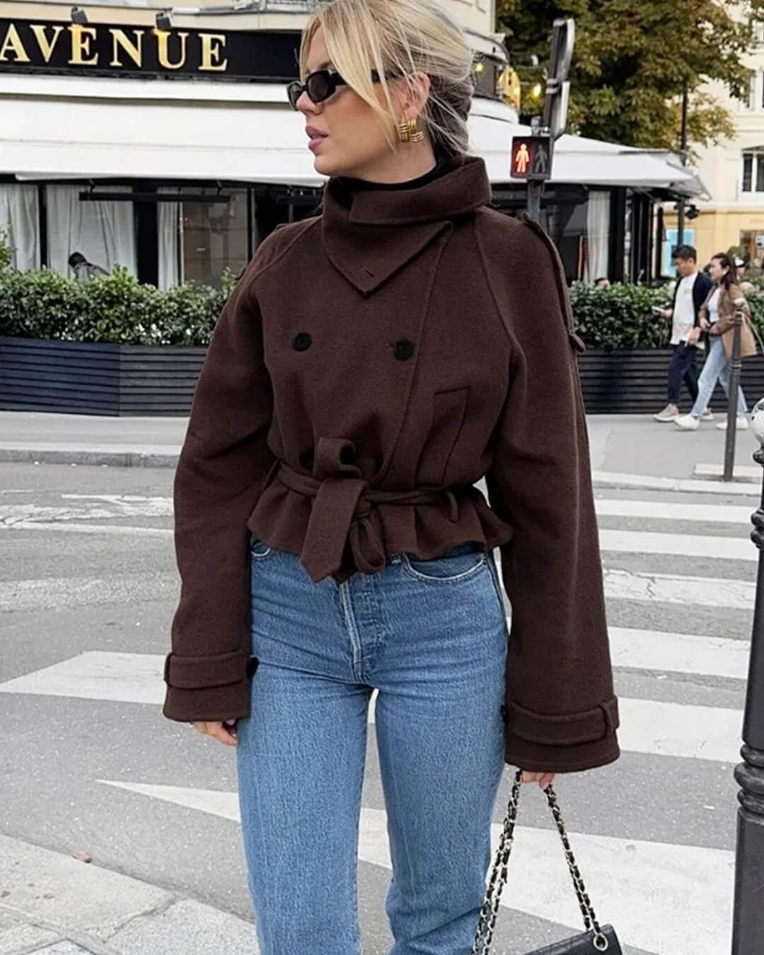 Debbie korte trenchcoat met opstaande kraag