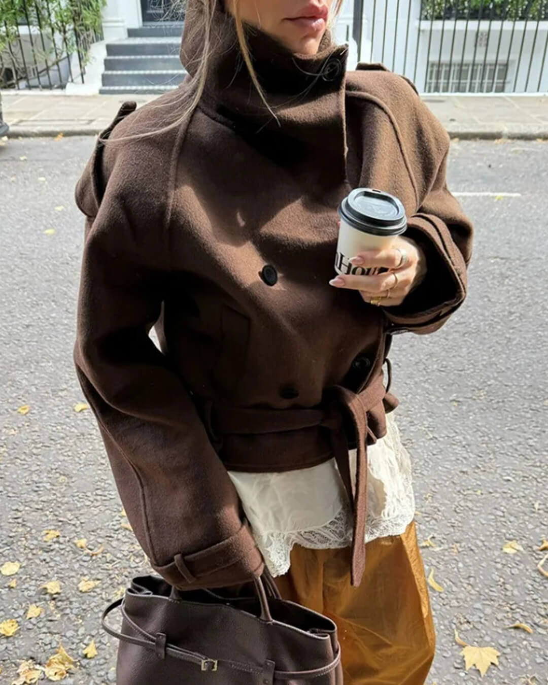 Debbie korte trenchcoat met opstaande kraag