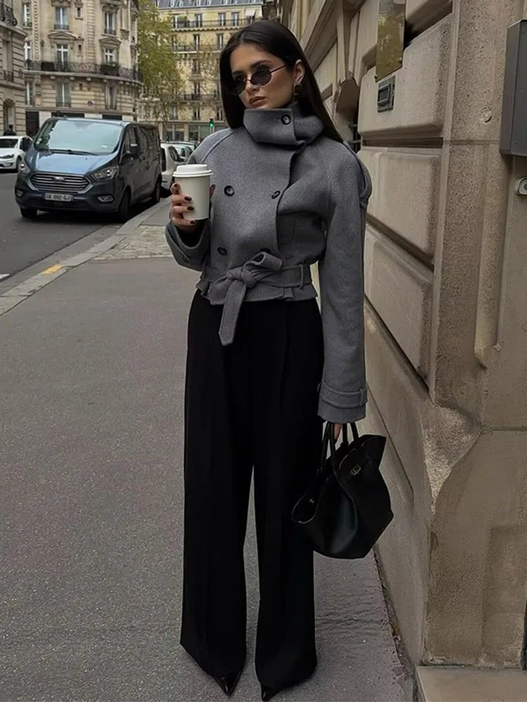Debbie korte trenchcoat met opstaande kraag