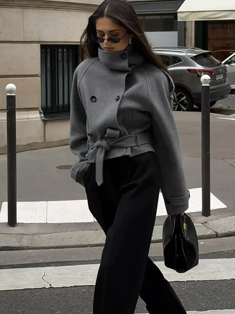 Debbie korte trenchcoat met opstaande kraag