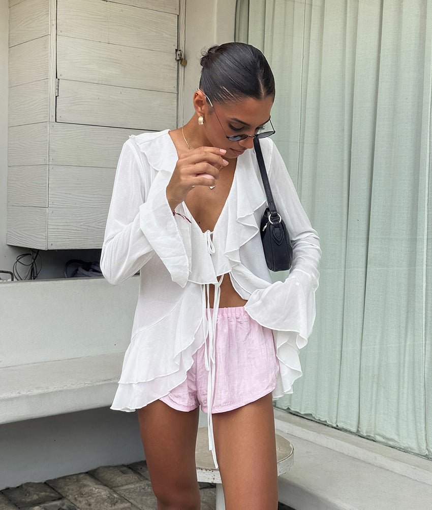Desiree top met diepe hals en ruches