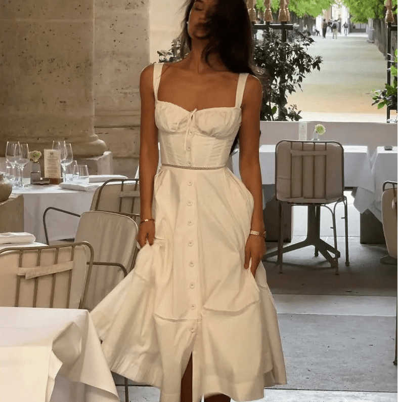 Dina mouwloze midi-jurk met hartvormige hals
