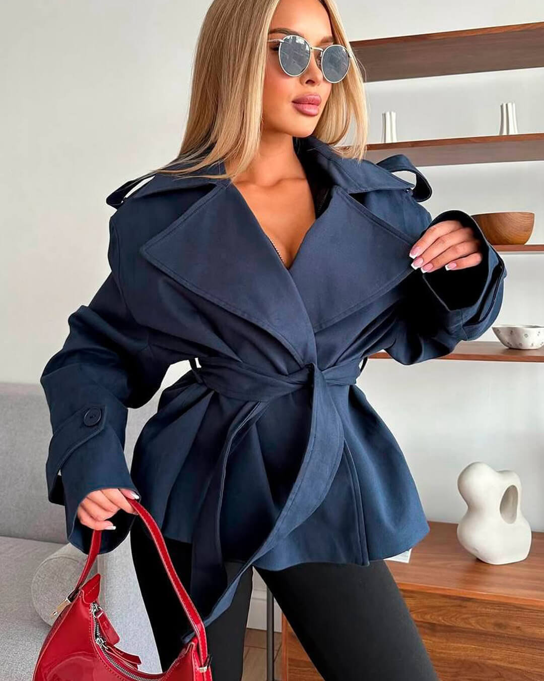 Dorothy korte trenchcoat met vetersluiting