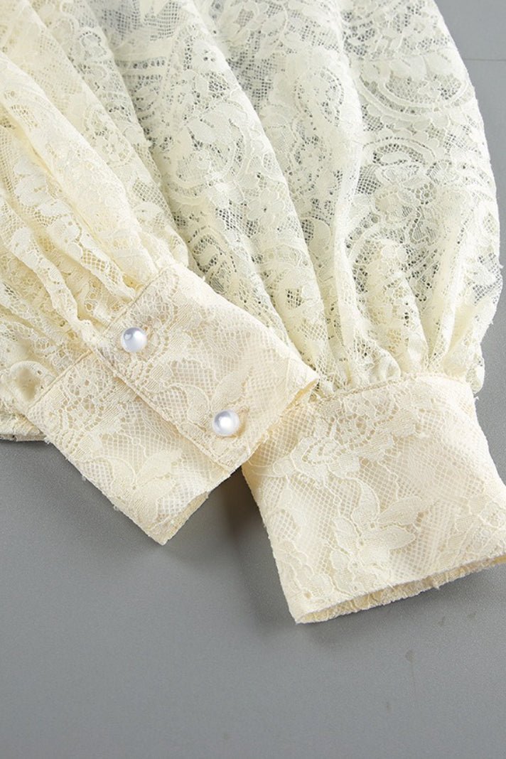 Dunja transparante kanten blouse met strik