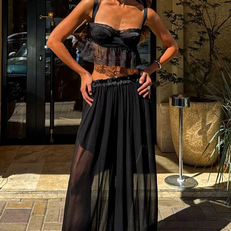 Elena-chiffon crop-set met halftoonprint