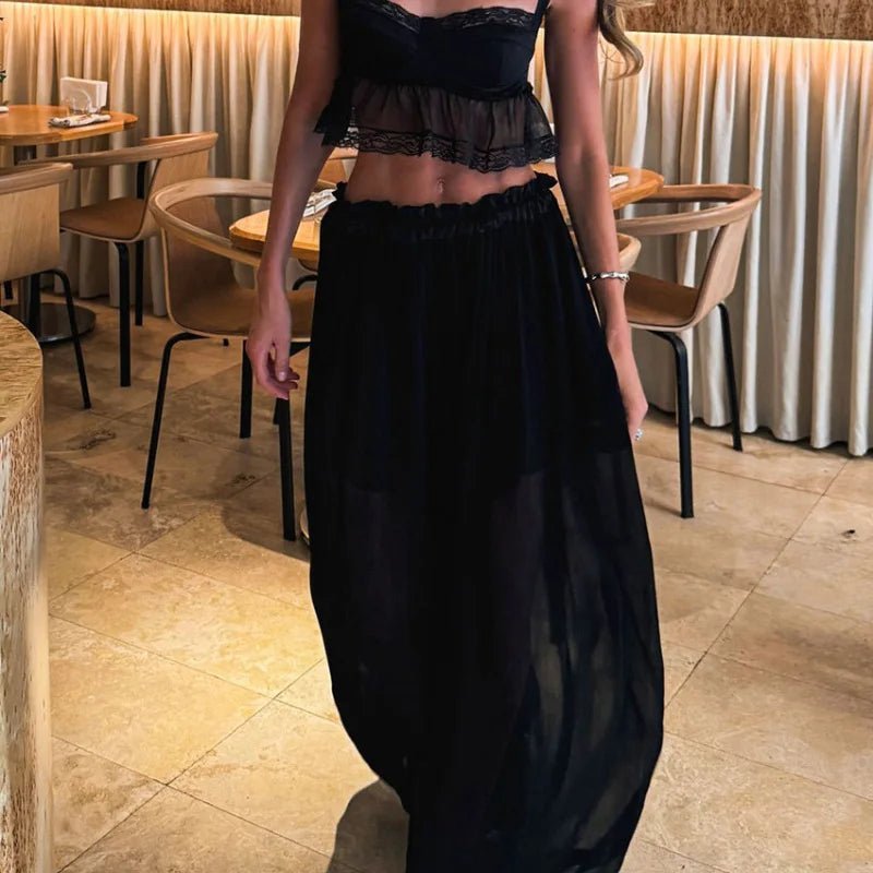 Elena-chiffon crop-set met halftoonprint