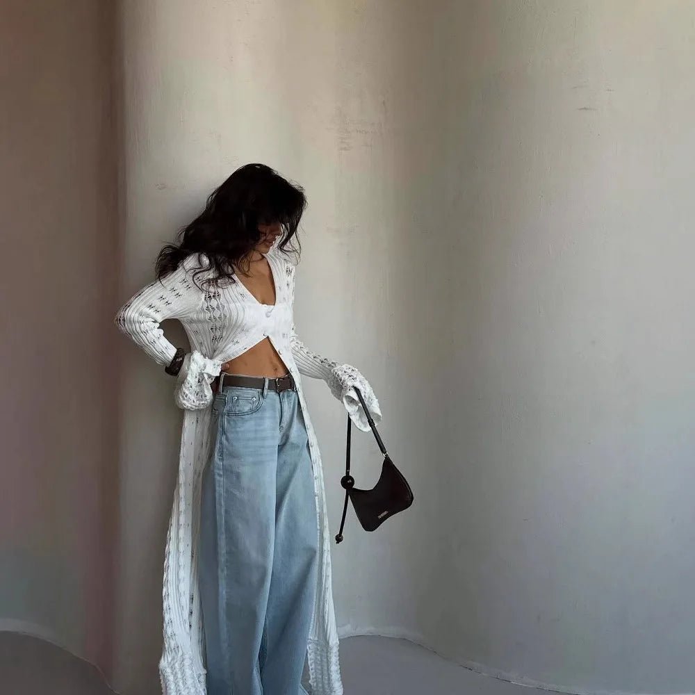 Opengewerkt gebreid vest Elena