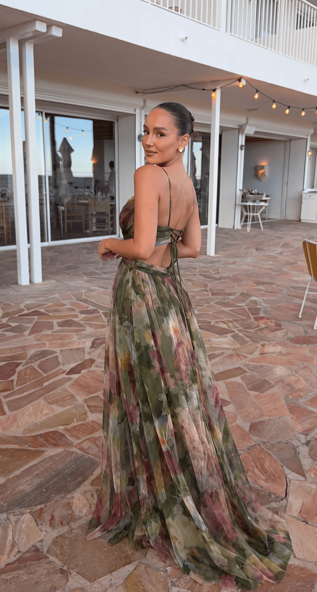 Emma gebloemde mesh-maxijurk
