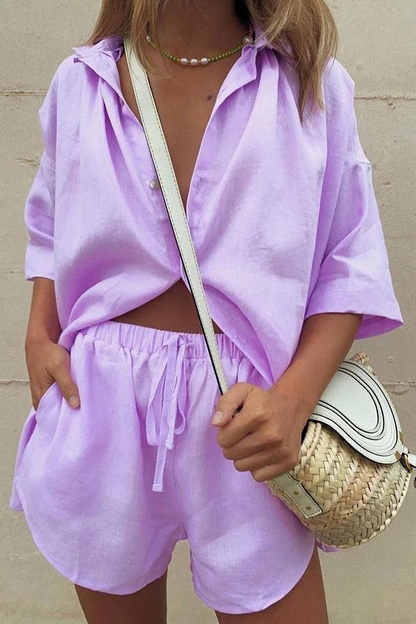 Erica-set met blouse met knopen en short