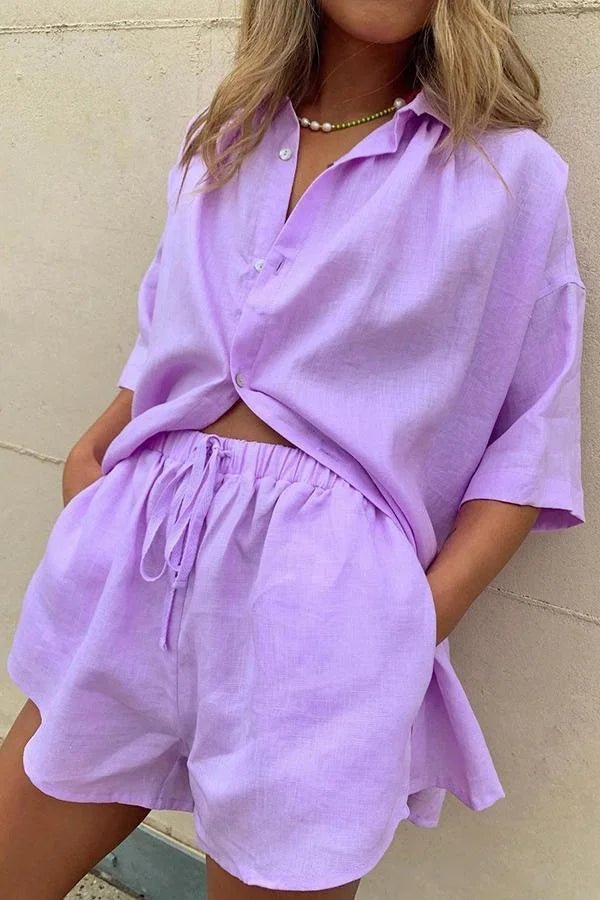 Erica-set met blouse met knopen en short
