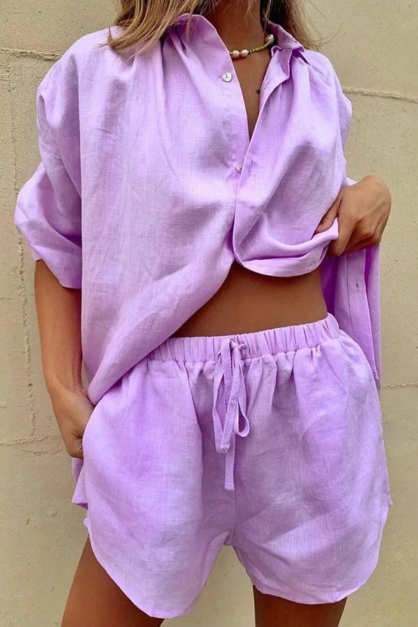 Erica-set met blouse met knopen en short