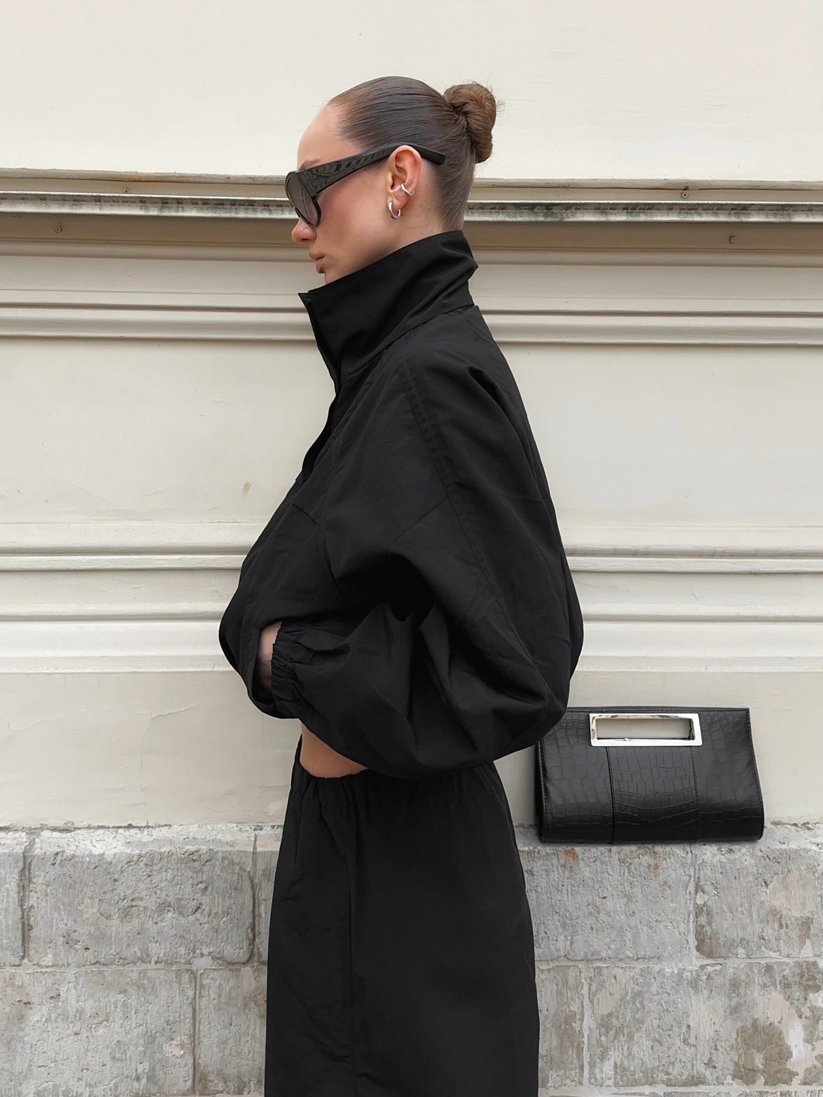 Erica tricot windbreaker met funnelneck