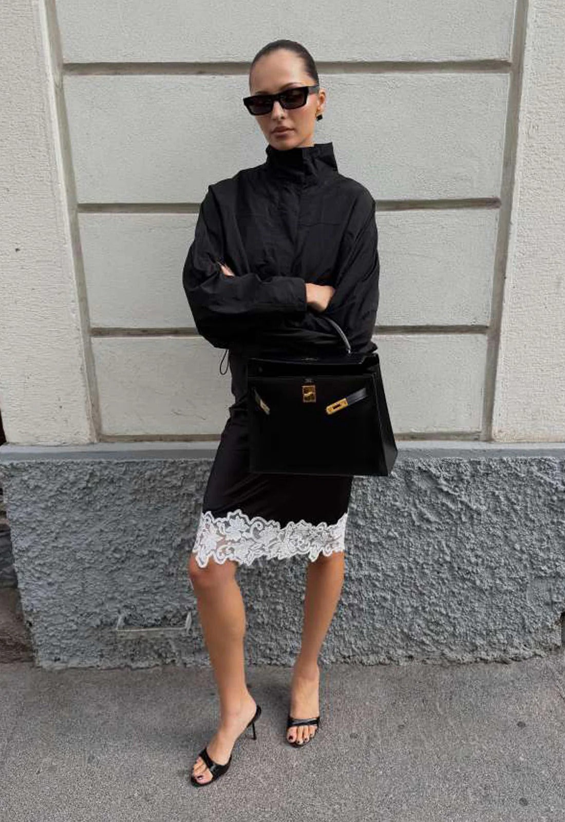 Erica tricot windbreaker met funnelneck