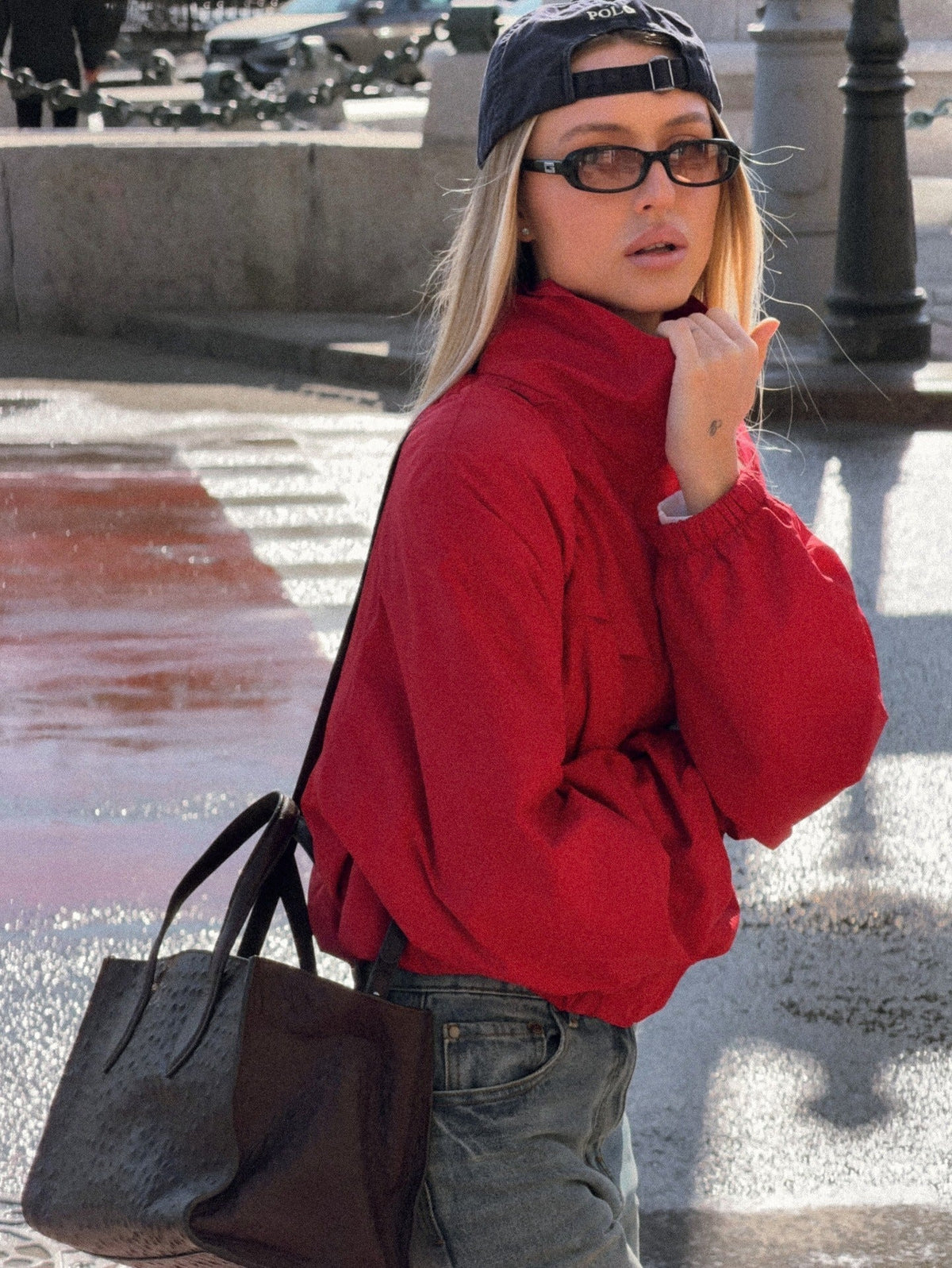 Erica tricot windbreaker met funnelneck