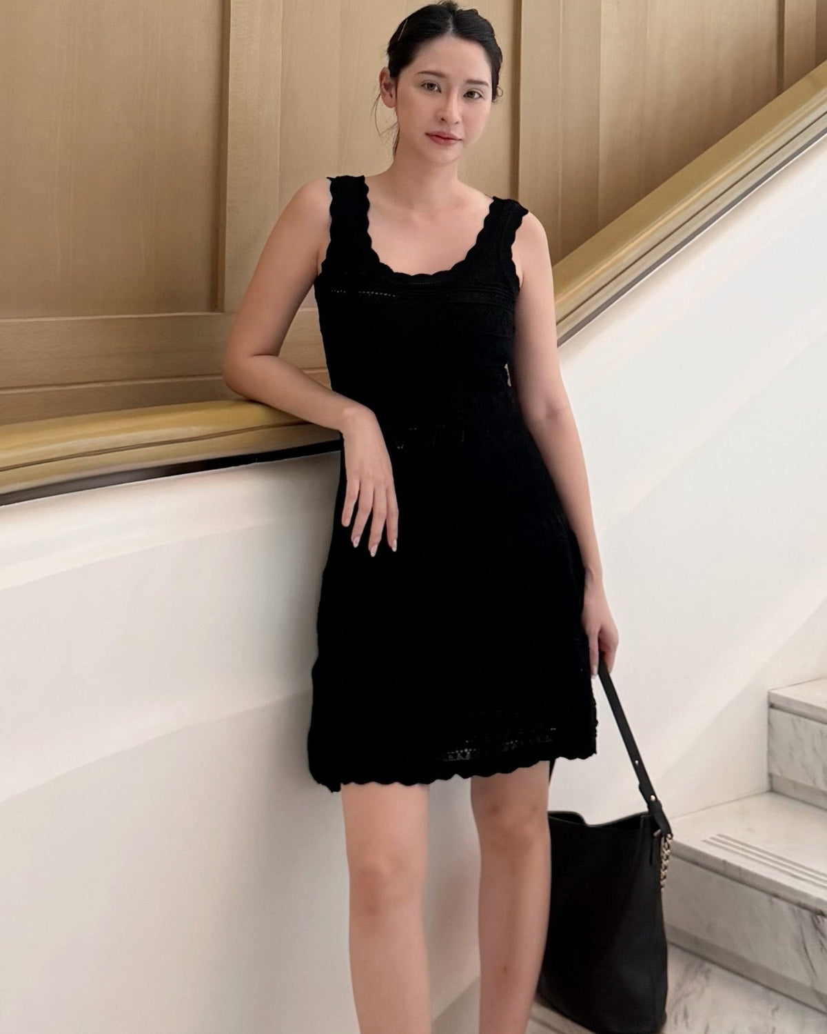 Esther gebreide midi-jurk met uitsparingen
