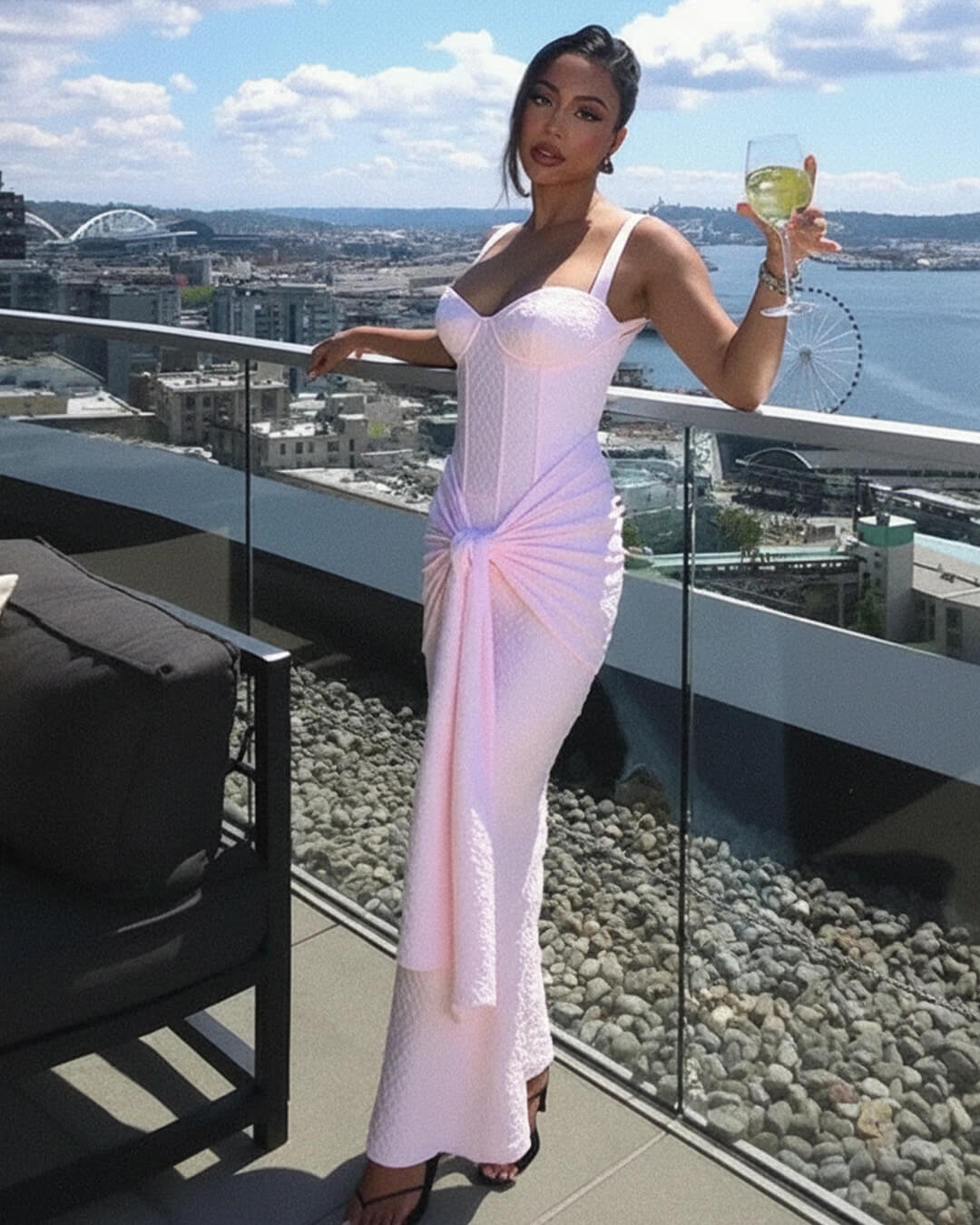 Evette mouwloze korsetmaxi-jurk