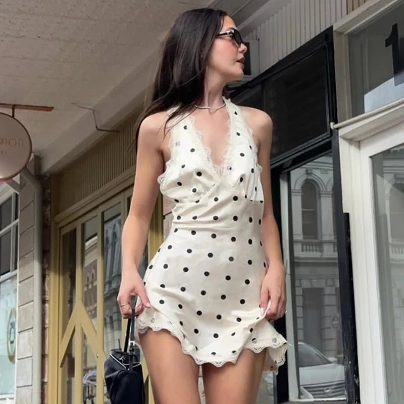 Fiona kanten mini-jurk met open rug