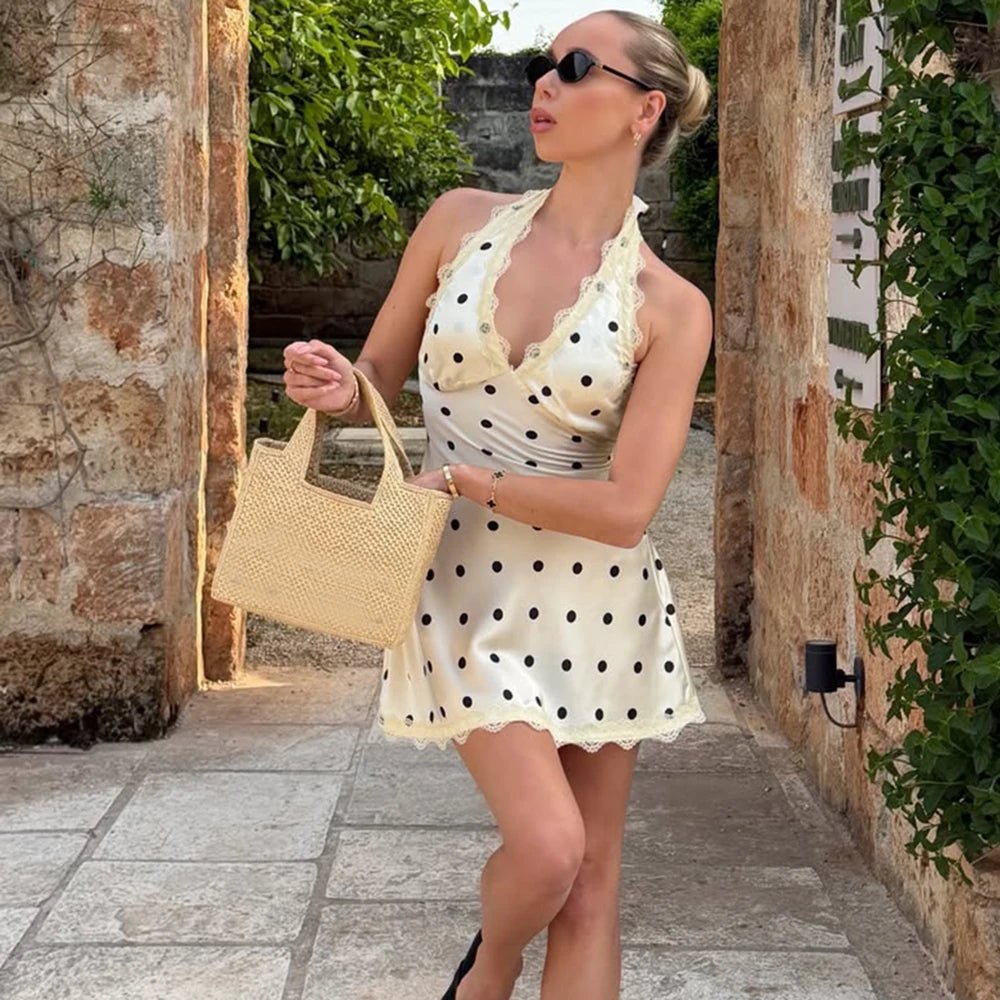 Fiona kanten mini-jurk met open rug