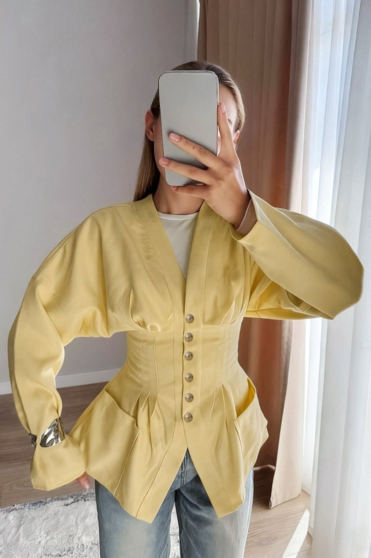 Fiona Pleated Slim Vintage Waist Blazer