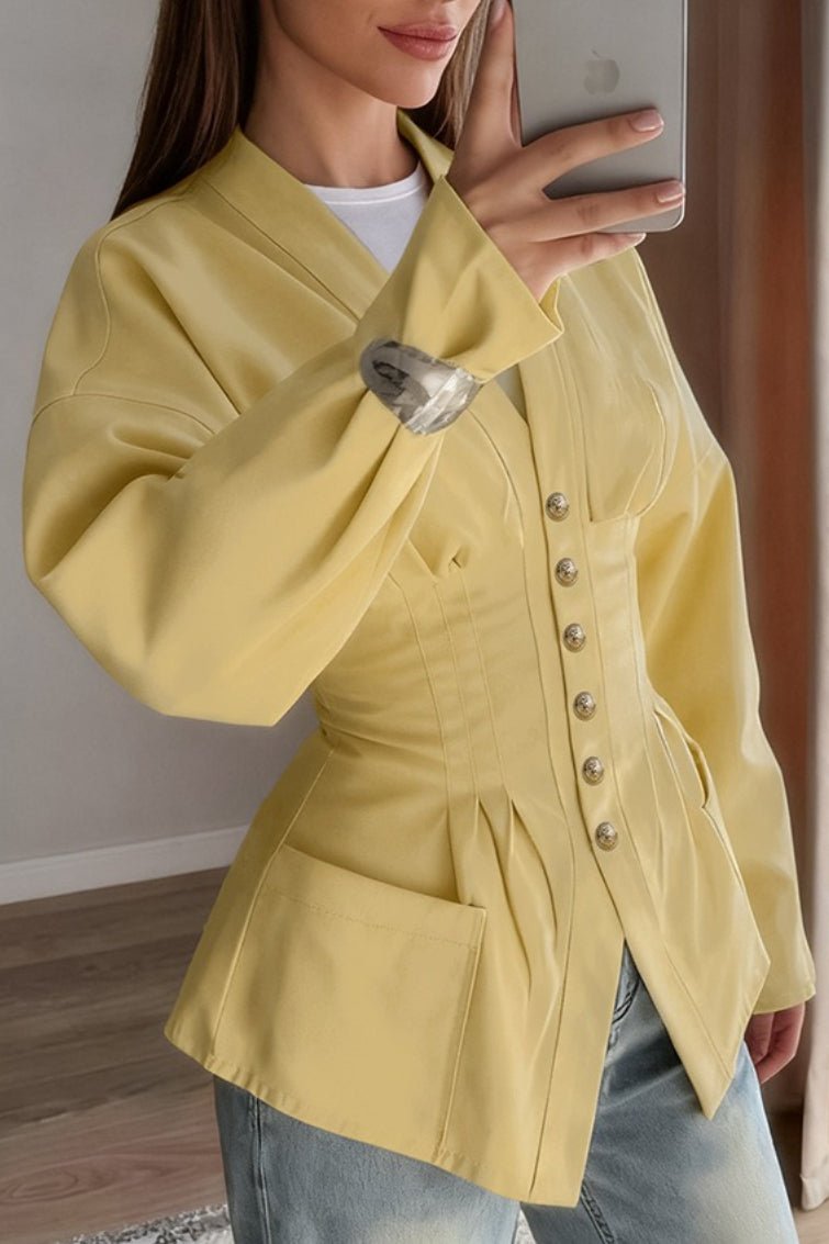 Fiona Pleated Slim Vintage Waist Blazer