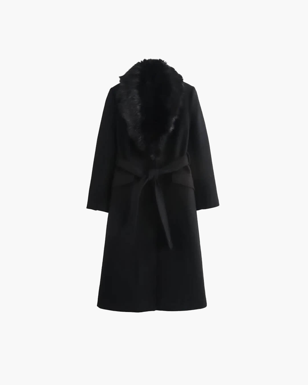 Flora maxi-jas met kraag van imitatiebont