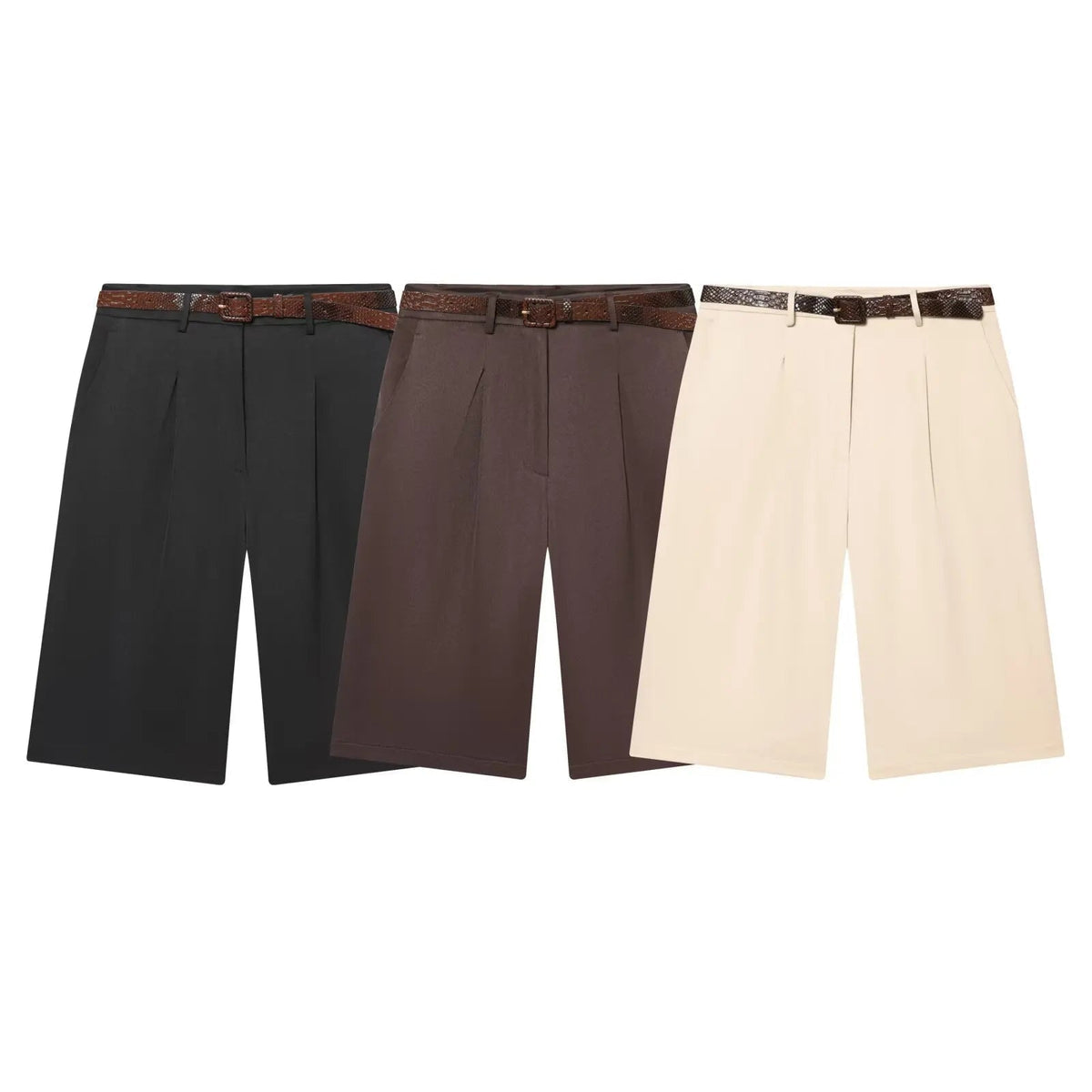 Florentine bermudashort met hoge taille en riem