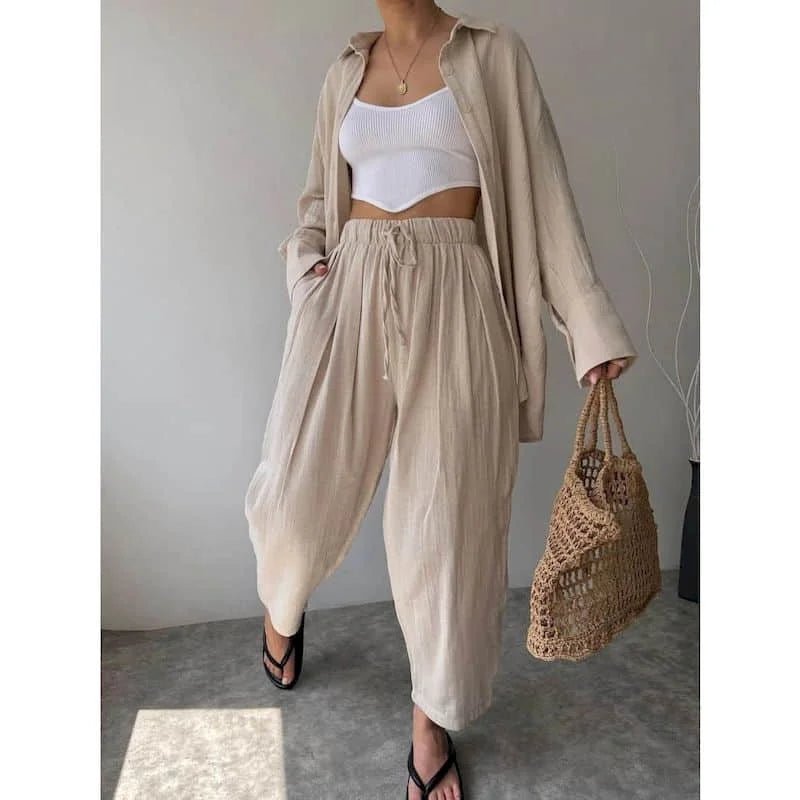 Frances-set met revers, lange mouwen en broek