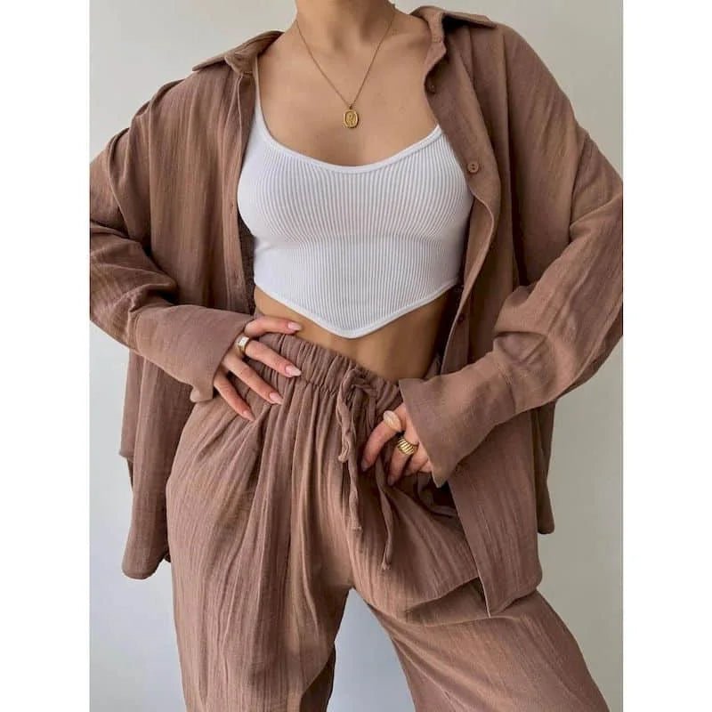Frances-set met revers, lange mouwen en broek