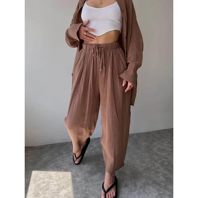 Frances-set met revers, lange mouwen en broek