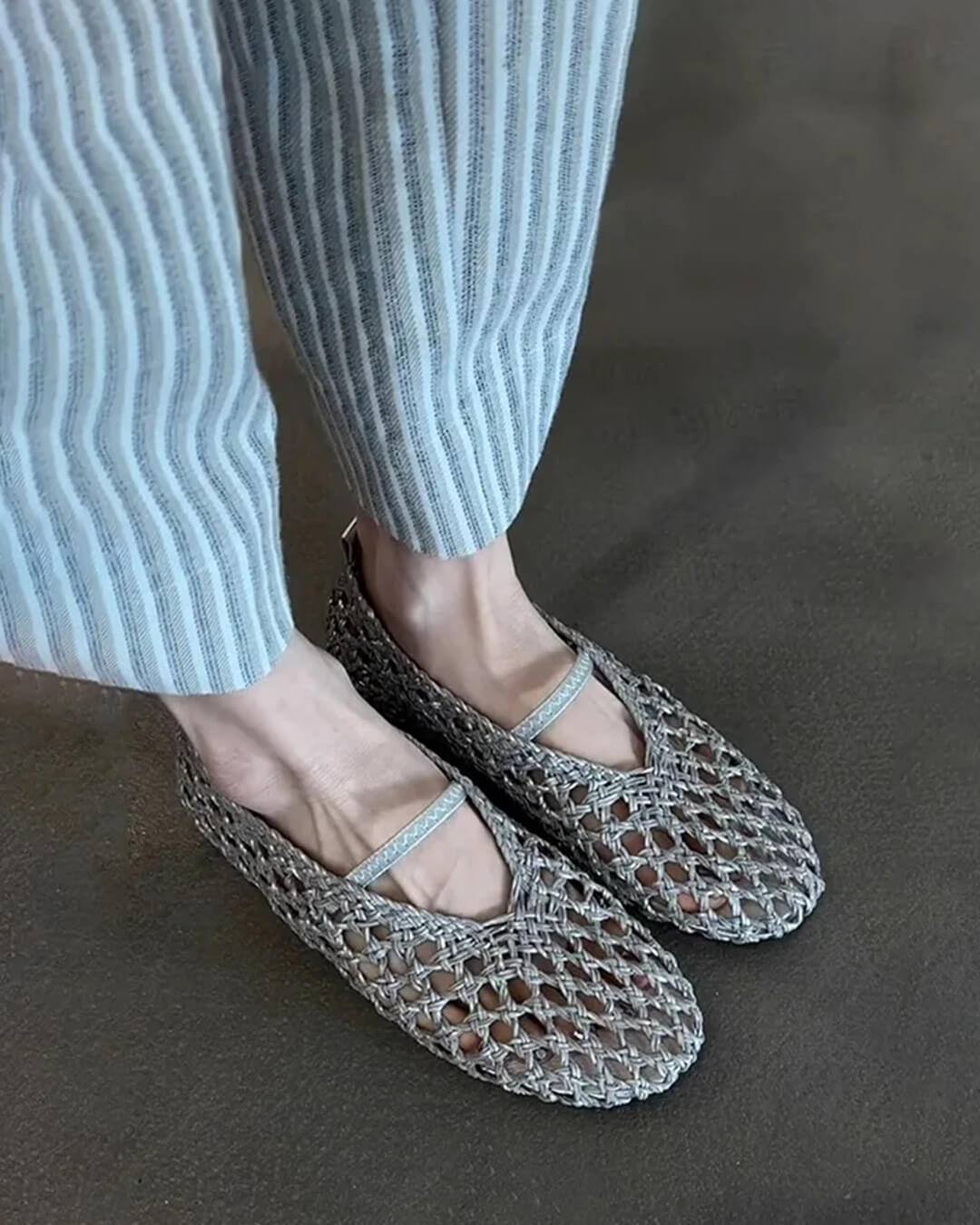 Francesca platte schoenen met opengewerkt vlechtwerk