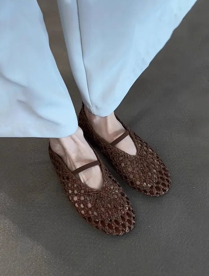 Francesca platte schoenen met opengewerkt vlechtwerk