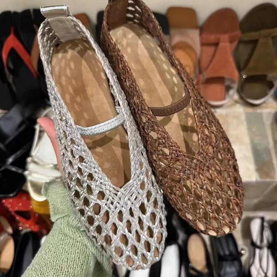Francesca platte schoenen met opengewerkt vlechtwerk