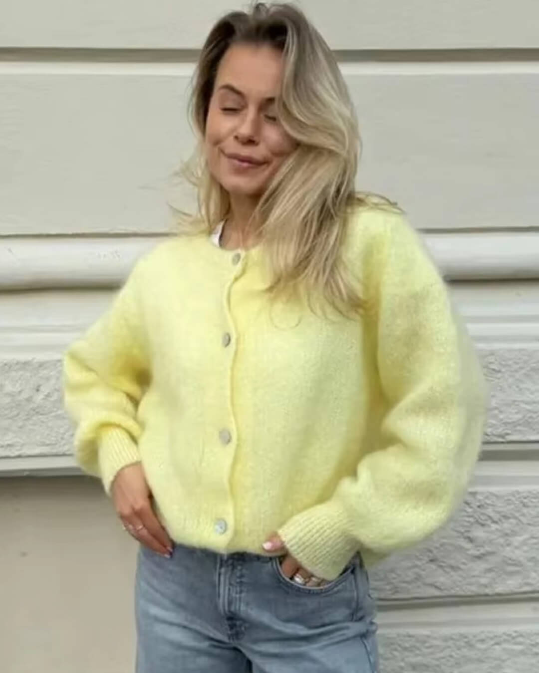 Freya pluizig gebreid vest
