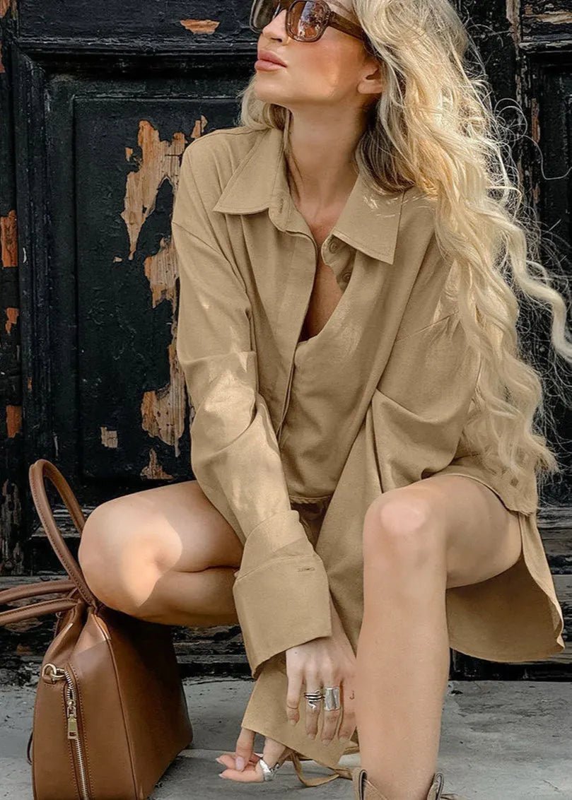 Gabrielle set met cropped shirt en short met trekkoord