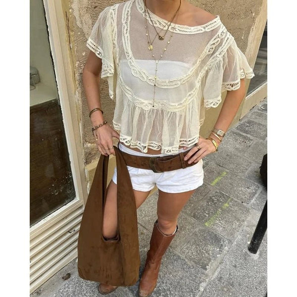 Genevra doorschijnende chiffonblouse