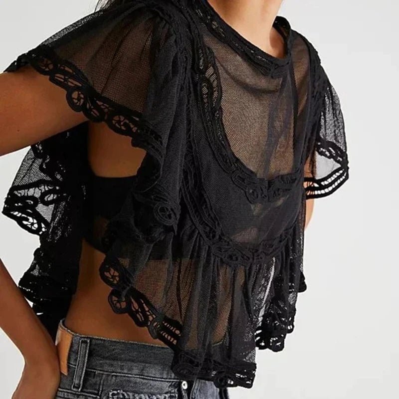 Genevra doorschijnende chiffonblouse