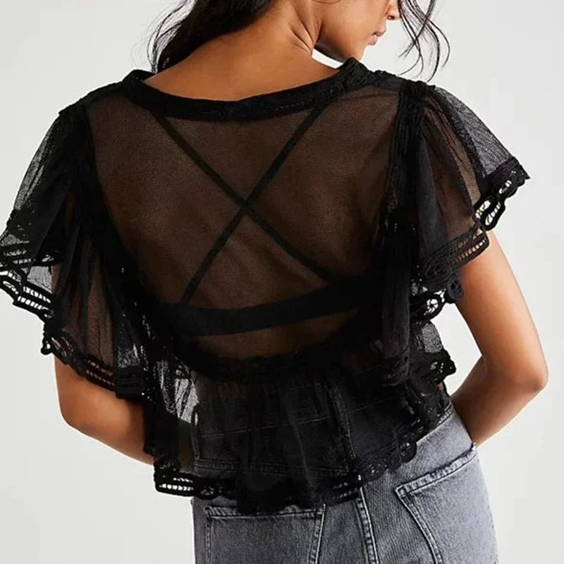 Genevra doorschijnende chiffonblouse