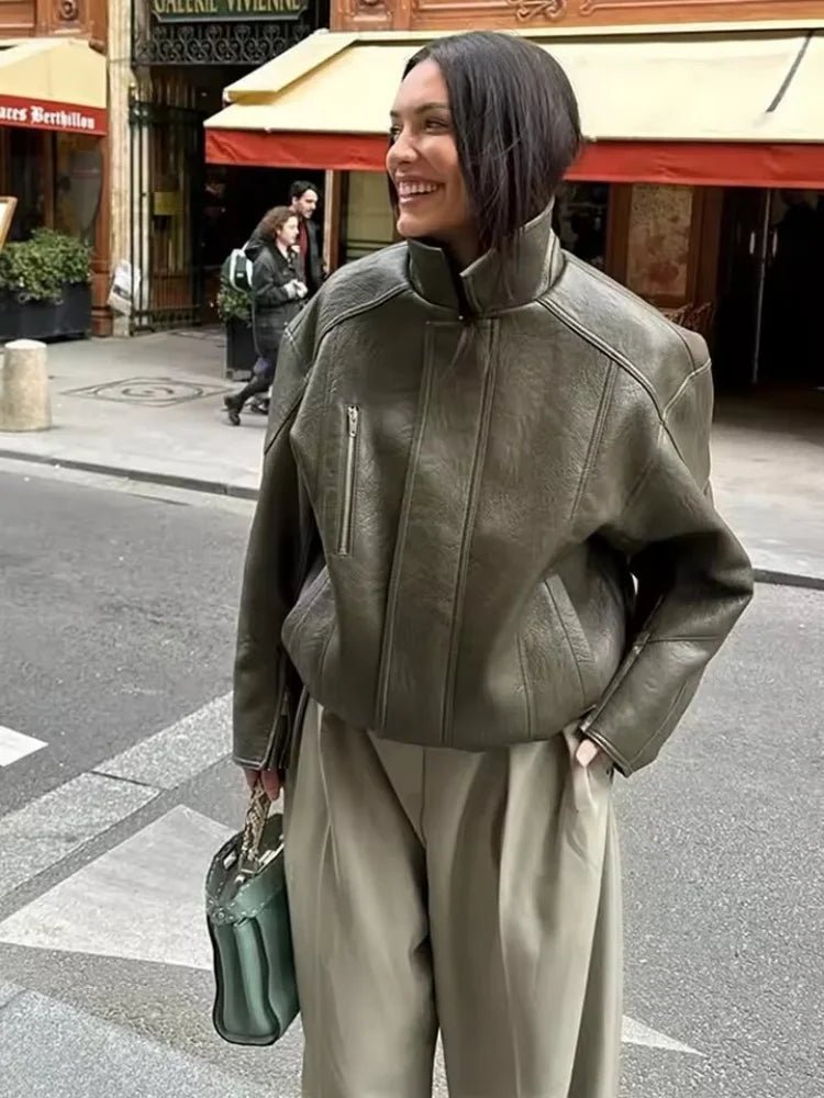 Bomberjack van imitatieleer Gina