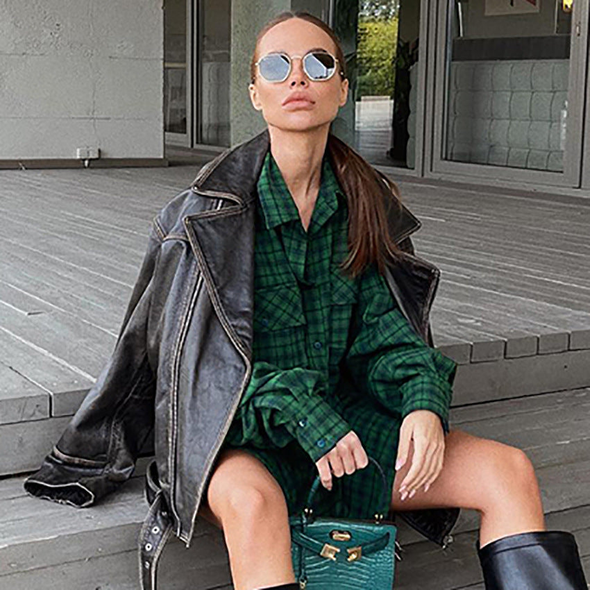 Kasia oversized geruit overhemd