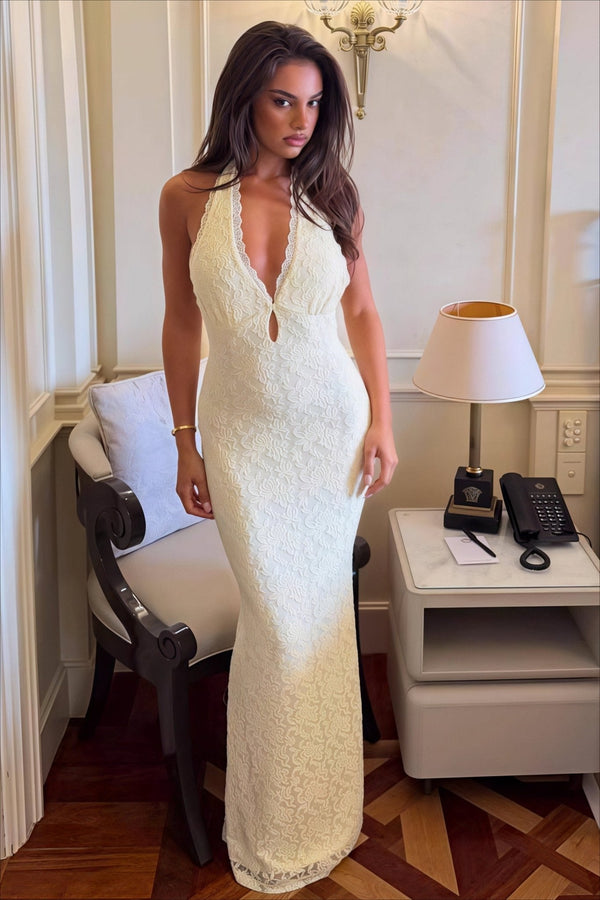 Hanna Lace Halter Bodycon Maxi Dress
