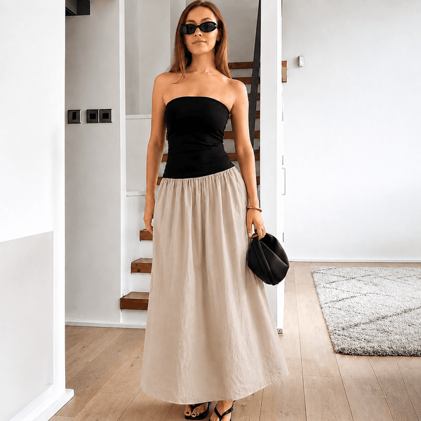 Hannah maxi-jurk met contrasterende details Honor