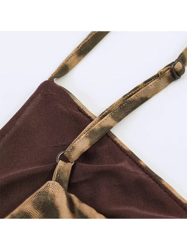 Hannah maxi-jurk met luipaardprint en spaghettibandjes