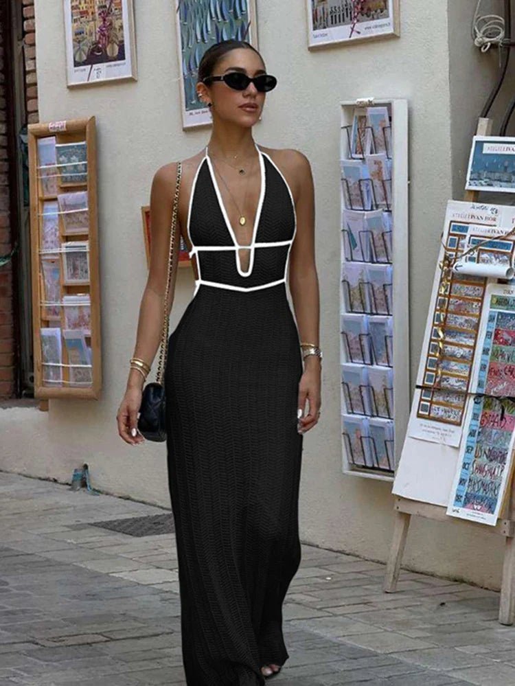 Harley maxi-jurk met halternek en vetersluiting