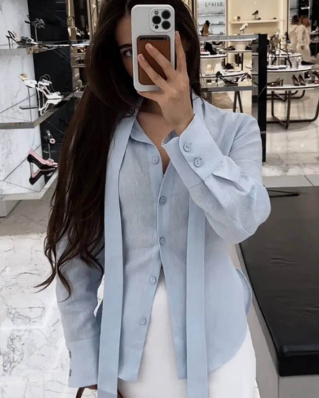 Harper blouse met lange mouwen en strik aan de achterkant