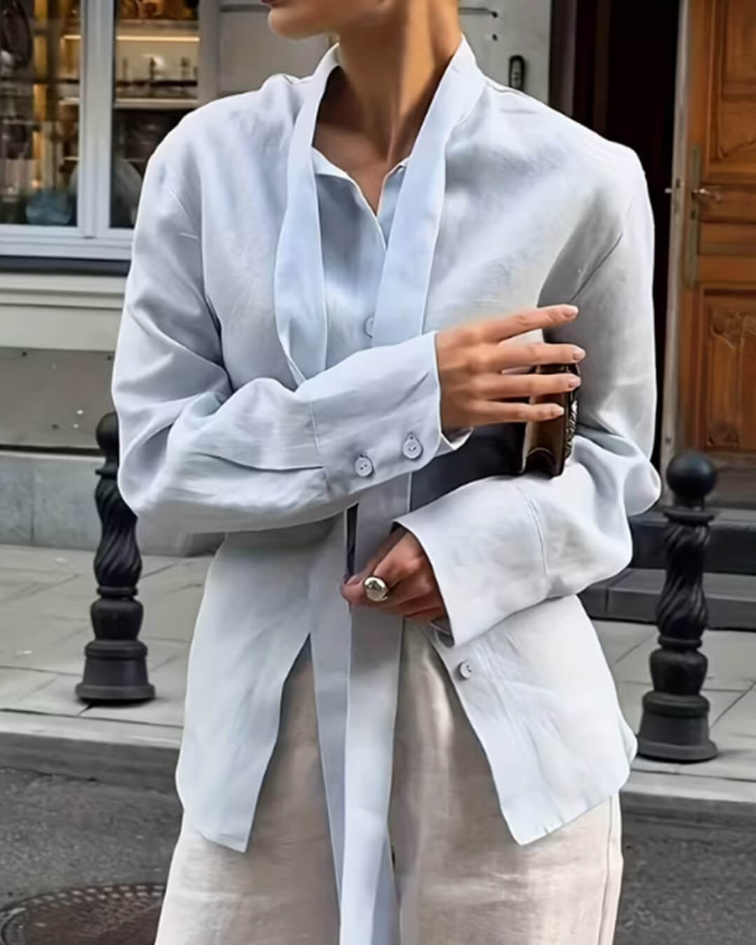 Harper blouse met lange mouwen en strik aan de achterkant