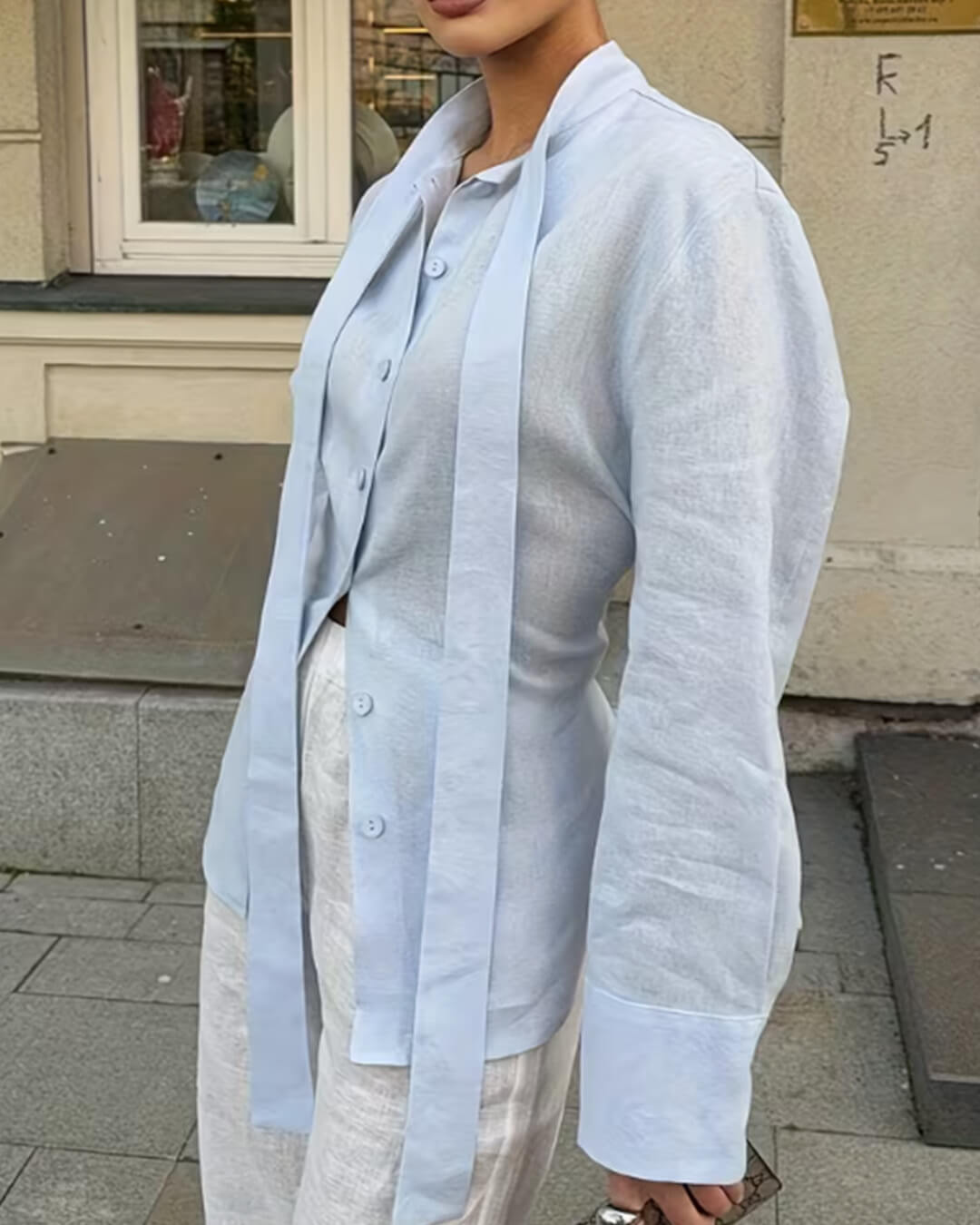 Harper blouse met lange mouwen en strik aan de achterkant